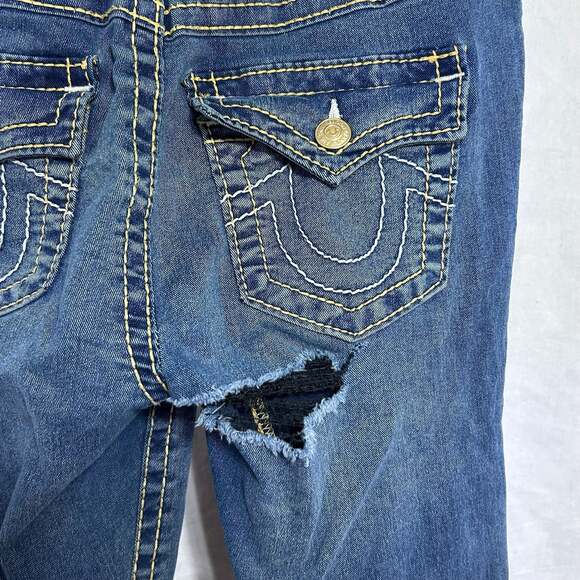 True Religion Joey Mid Rise Flare Jeans Big T Stitched Flap Pockets Size 28 - Picture 5 of 9
